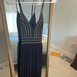 Lulus prom dress. Black with gold beaded detailing